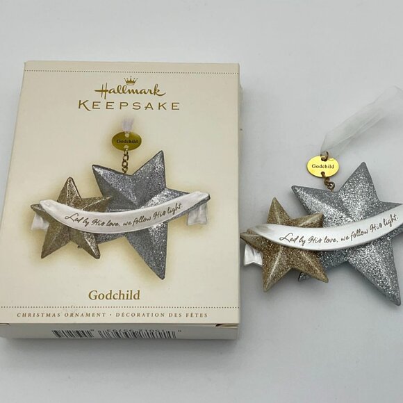 Hallmark 2006 Godchild Christmas Ornament Stars with Original Box - Picture 1 of 6